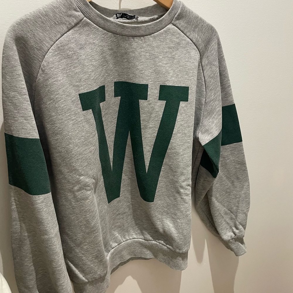 Zara Gray Sweatshirt with Green Lettering